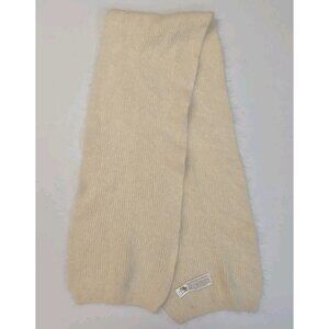 Vintage Donaldsons Angora Rabbit Lambswool Blend Scarf 44" x 7.5" Ivory Fuzzy
